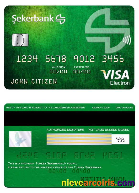 Turkey Sekerbank visa electron card